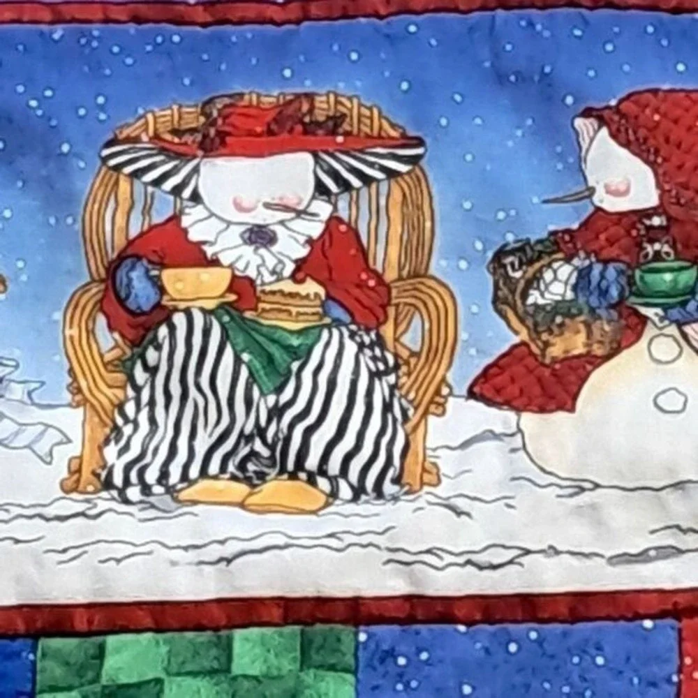 Handmade Winter Snowman Quilt Christmas Holiday‎ Patchwork #CS44